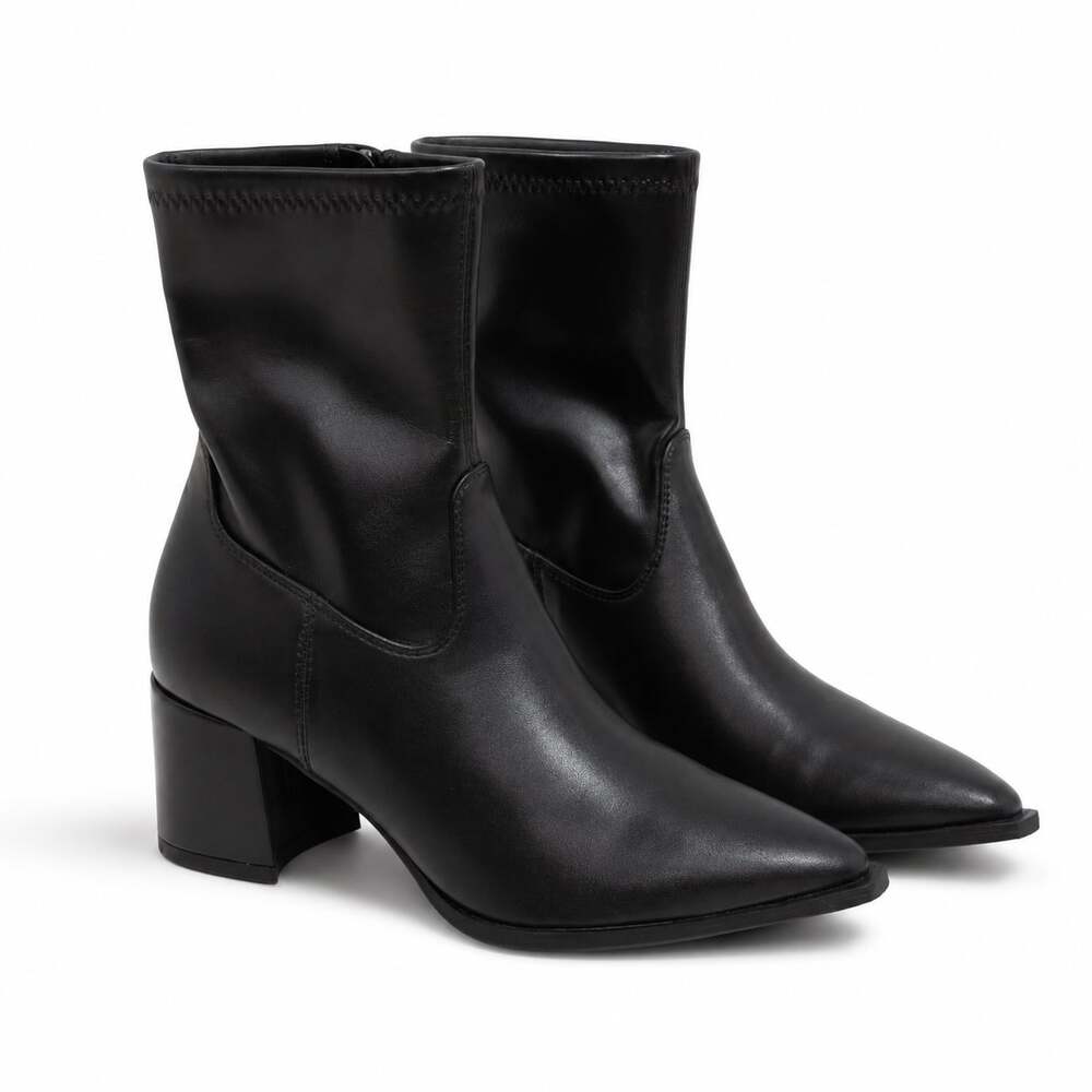 Dolce Vita Black Pointed Toe Block Heel Ankle Boots - Picture 1 of 7
